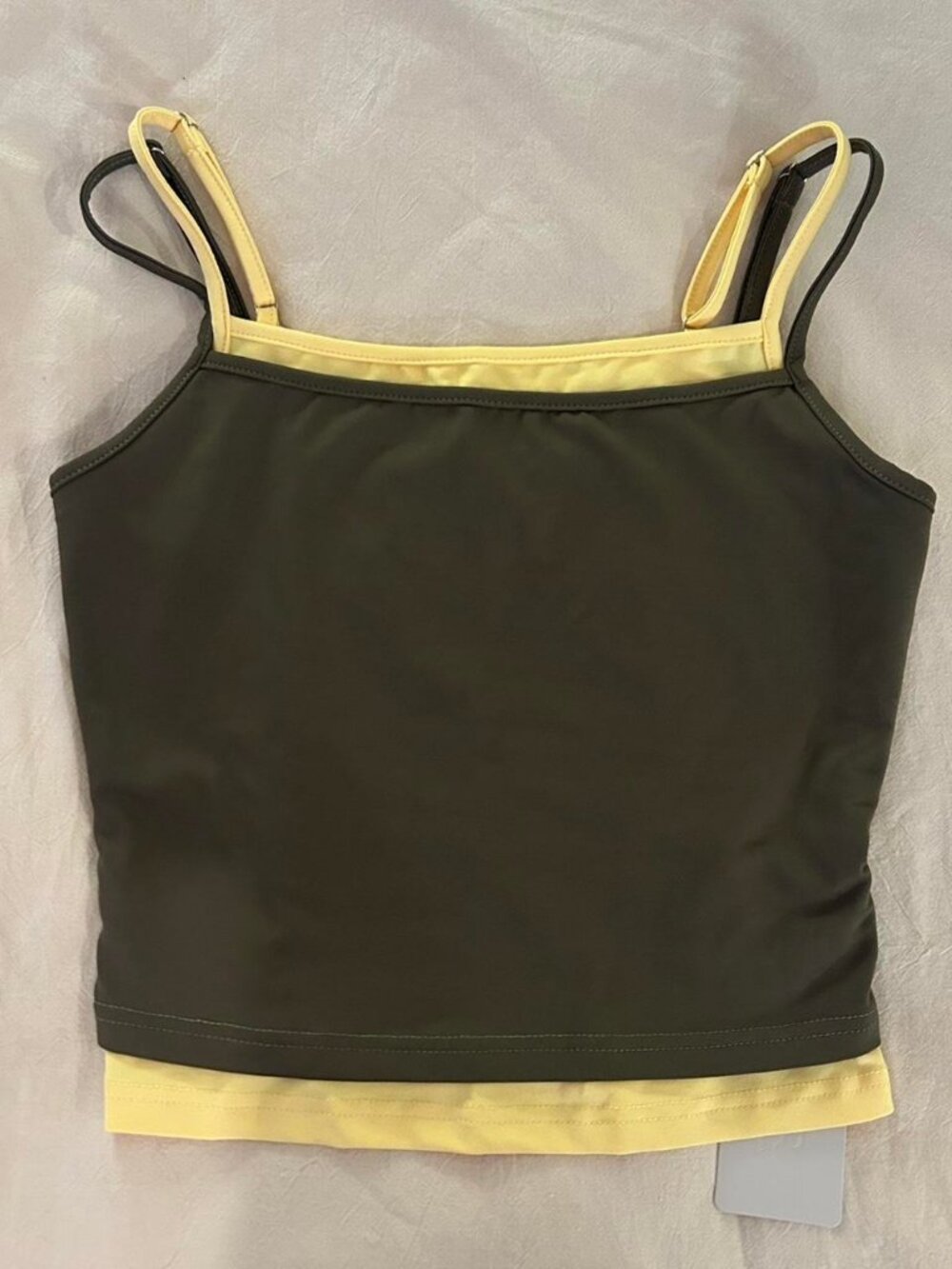 Olive & Yellow Layered Tank Top